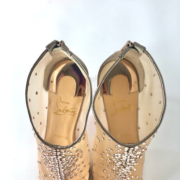 NIB Christian Louboutin Constella 85 Glitter Crystal Embellished Bootie 37.5 - Picture 2 of 13